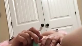Big Tits Nymph With Nip Clips Plays With Herself!